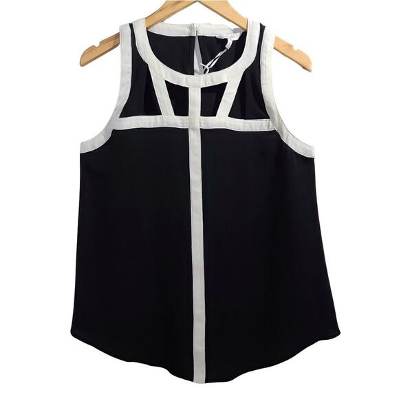 Candies Black and White Tank Top Blouse - Picture 1 of 11